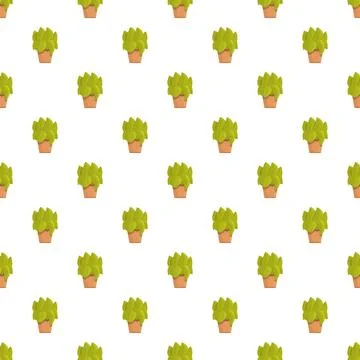 Potted green plants creating seamless pattern background Illustrazione stock