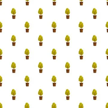 Potted green plants creating seamless pattern background Stock Illustration
