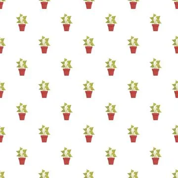 Potted houseplant repeating pattern on white background Stock Illustration