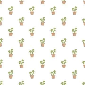 Potted houseplant repeating pattern on white background Stock Illustration