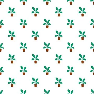 Potted houseplant repeating pattern on white background Illustrazione stock