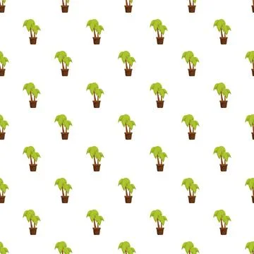 Potted palm plant seamless pattern on white background 스톡 일러스트