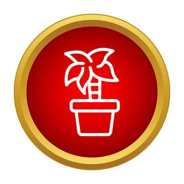 Potted palm tree icon in red circle イラスト素材