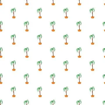 Potted palm trees seamless pattern background Stock Illustration
