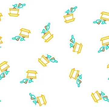 Potted plant with compost vector seamless pattern Stock Illustration