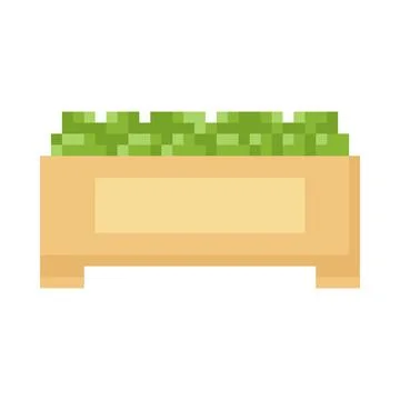 Potted plant, flower bed vector pixel art, cartoon pixelated nature decoration 스톡 일러스트
