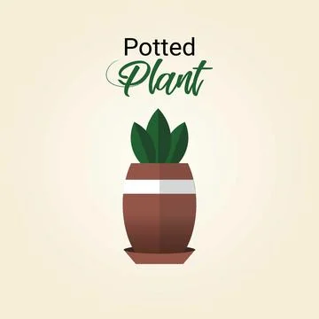 Potted plant with green leafs Vector illustration. Stock Illustration