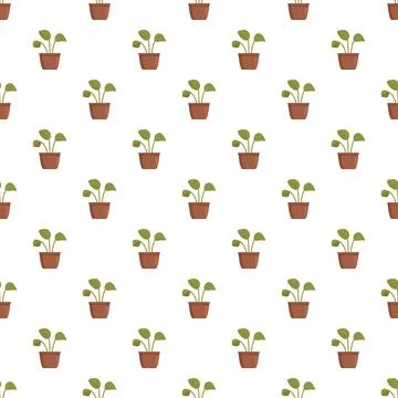 Potted plant seamless pattern creating vibrant botanical background Stock Illustration