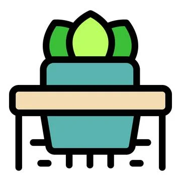 Potted plant sitting on small table, home decoration Stock Illustration