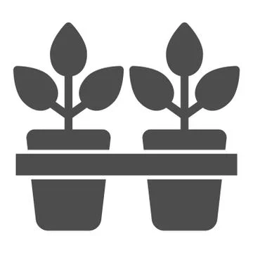 Potted plant solid icon. Pots with plants vector illustration isolated on white Stock Illustration