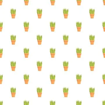 Potted plants repeating pattern green grass seamless background 스톡 일러스트