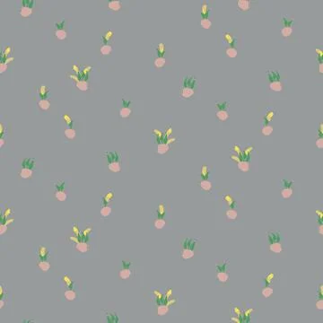 Potted plants seamless vector pattern Stock Illustration