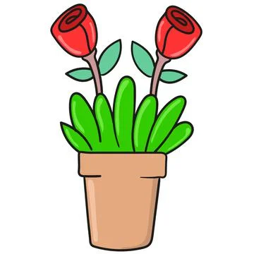 Potted rose plants Stock Illustration