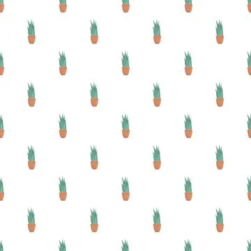 Potted succulent plant repeating pattern on white background Stock Illustration