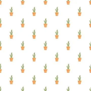 Potted succulent plant repeating pattern on white background Stock Illustration