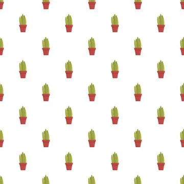 Potted succulents forming a seamless pattern on white background Stock Illustration