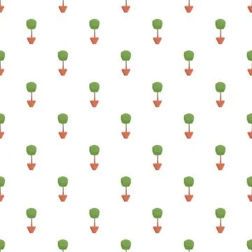 Potted topiary plant pattern on white background Stock Illustration
