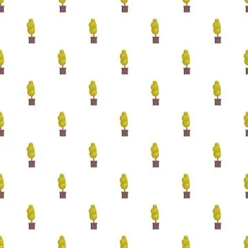 Potted topiary plant seamless pattern design Stock Illustration