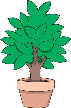 Potted Tree with Hidden Faces Conceptual Optical Illusion Illustration Stock Illustration