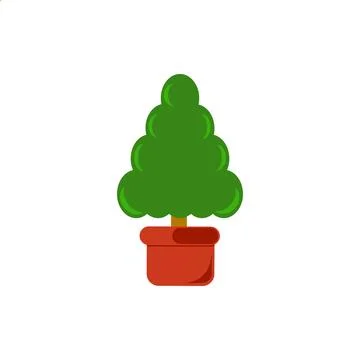 Potted tree icon in flat color style. Houseplant. Tree icon isolated Stock Illustration