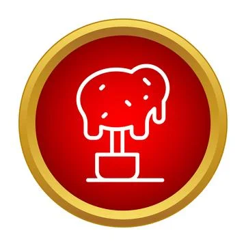Potted tree icon inside red golden circle Stock Illustration