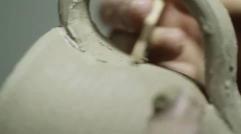Potter Creates Clay Cup Stock Footage 60997446