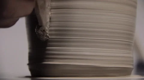 Potter Creates a Cup With a Special Tool Stock Footage 61007843