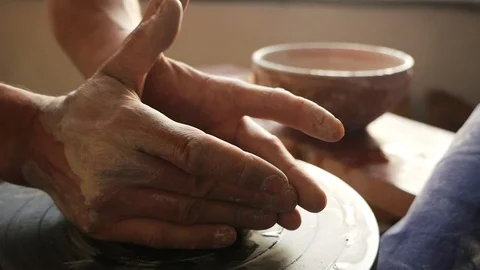 The potter creates a sculpture Stock Footage 102306077