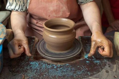 Potter cuts just created a pot Stock Photos