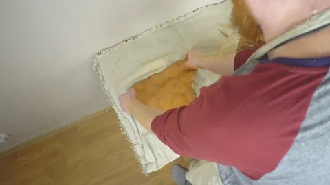 Potter kneads the clay Stock Footage 95625969