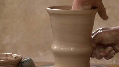 Potter makes a brown pitcher Stock Footage 87473561