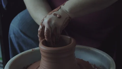 Potter makes a jug of clay Stock Footage 109281728