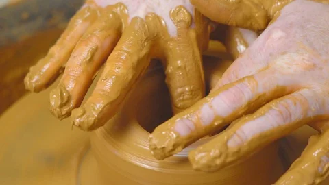 Potter makes a jug Stock Footage 95626905