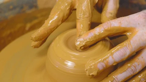 Potter makes a jug Stock Footage 95627196