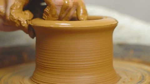 Potter makes a jug Stock Footage 95627807