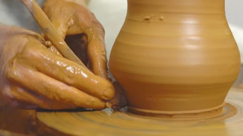 Potter makes a jug Stock Footage 95976317