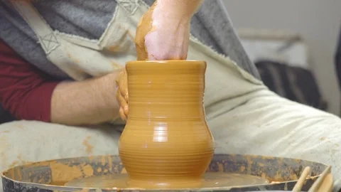 Potter makes a jug Stock Footage 96052078