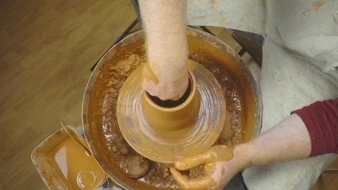 Potter makes a jug Stock Footage 96104338