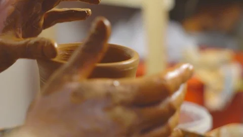 Potter makes a jug Stock Footage 96104537