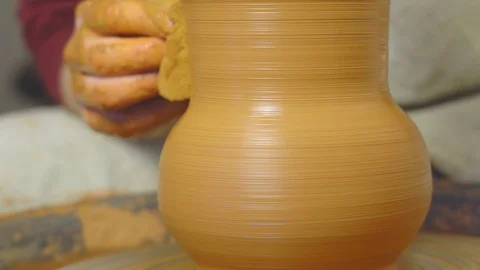 Potter makes a jug Stock Footage 96239680