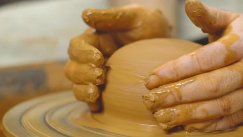 Potter makes a jug Stock Footage 96239929