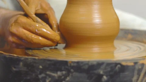 Potter makes a jug Stock Footage 96284633