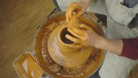 Potter makes a jug Video stock 96287599