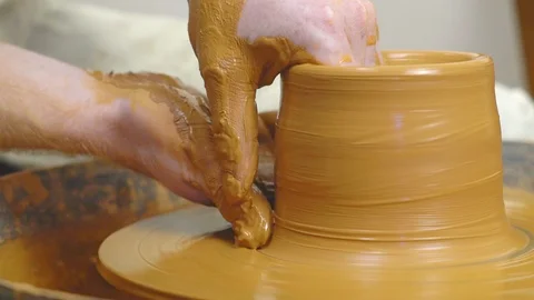 Potter makes a jug Video stock 96485253