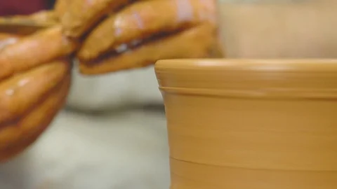 Potter makes a jug Stock Footage 99129745