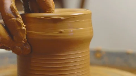 Potter makes a jug Stock Footage 99129970