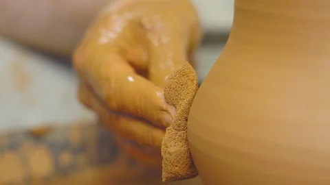 Potter makes a jug Stock Footage 99629479