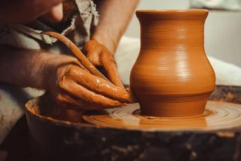 Potter makes a jug Stock Photos