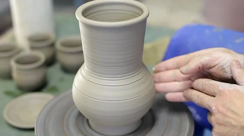 Potter makes pitcher from clay Stock Footage 46356381