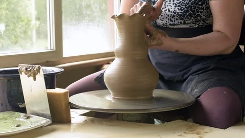 The potter makes a vase Stock Footage 97779220